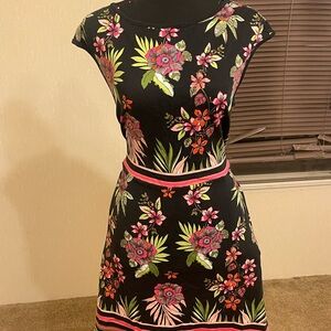 New York & Company Black Dress with Floral Accents